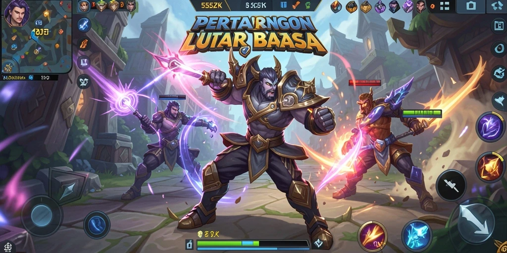 Tangkapan layar menampilkan pertempuran seru di arena <strong>555ZK</strong>.