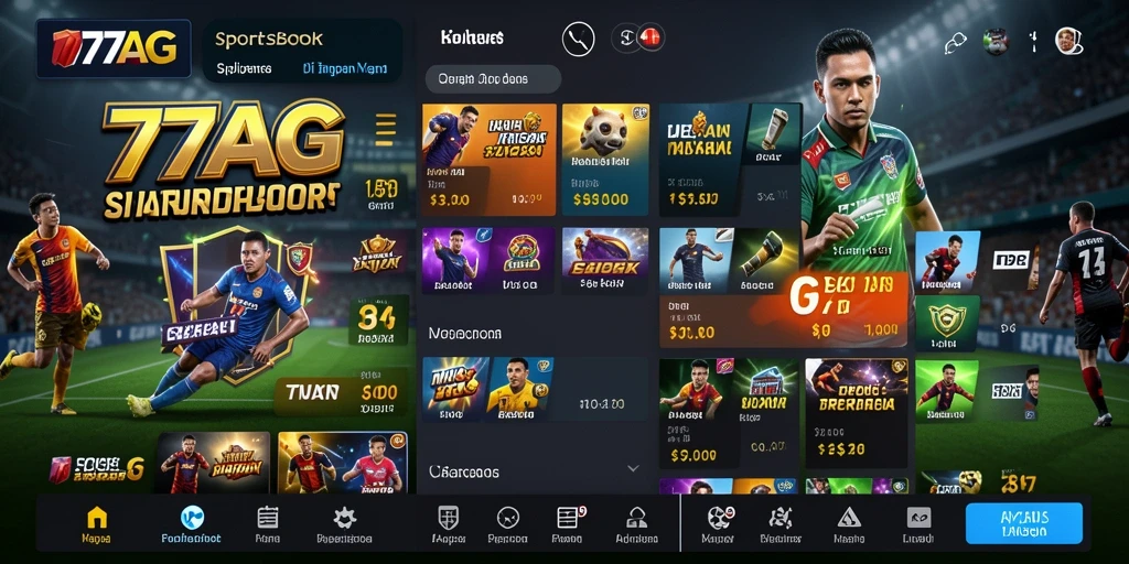 Tampilan gameplay Sportsbook yang menarik di 77AG.