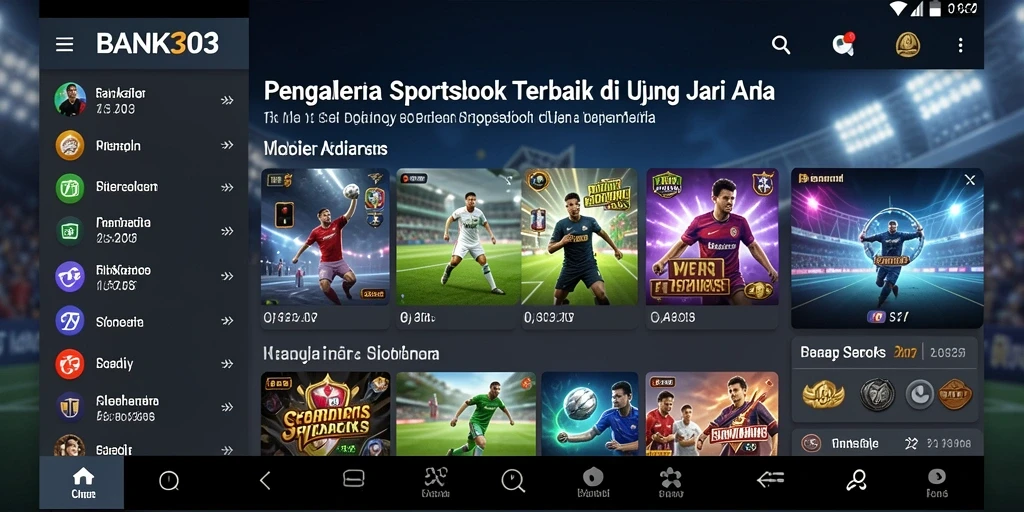 Tampilan gameplay Sportsbook dengan taruhan langsung dan analisis statistik.