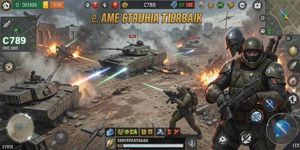 Tangkapan layar gameplay <strong>C789</strong> menampilkan strategi pertempuran yang intens dan mendebarkan.